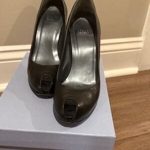 Stuart Weitzman Black Peep Toe Heels